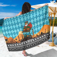 Afghanistan Christmas Sarong with Santa on Flying Carpet Mosque Camels and Desert Sunset Design - Wonder Print Shop