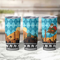 Afghanistan Christmas Tumbler Cup with Santa on Flying Carpet Mosque Camels and Desert Sunset Design - Wonder Print Shop