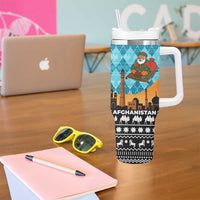 Afghanistan Christmas Tumbler With Handle with Santa on Flying Carpet Mosque Camels and Desert Sunset Design - Wonder Print Shop