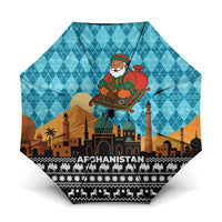 Afghanistan Christmas Umbrella with Santa on Flying Carpet Mosque Camels and Desert Sunset Design - Wonder Print Shop