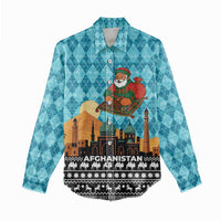 Afghanistan Christmas Women Casual Shirt with Santa on Flying Carpet Mosque Camels and Desert Sunset Design - Wonder Print Shop