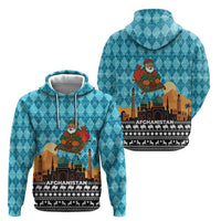 Afghanistan Christmas Zip Hoodie with Santa on Flying Carpet Mosque Camels and Desert Sunset Design - Wonder Print Shop