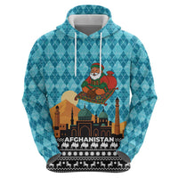 Afghanistan Christmas Zip Hoodie with Santa on Flying Carpet Mosque Camels and Desert Sunset Design - Wonder Print Shop