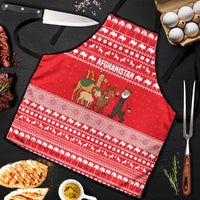 Afghanistan Christmas Apron with Santa Camels Sheep Traditional Pattern and Festive Design - Wonder Print Shop