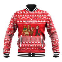 Afghanistan Christmas Baseball Jacket with Santa Camels Sheep Traditional Pattern and Festive Design - Wonder Print Shop