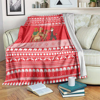Afghanistan Christmas Blanket with Santa Camels Sheep Traditional Pattern and Festive Design - Wonder Print Shop