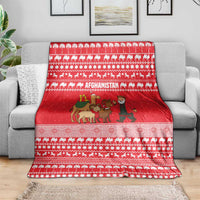 Afghanistan Christmas Blanket with Santa Camels Sheep Traditional Pattern and Festive Design - Wonder Print Shop