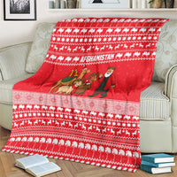 Afghanistan Christmas Blanket with Santa Camels Sheep Traditional Pattern and Festive Design - Wonder Print Shop