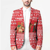 Afghanistan Christmas Blazer with Santa Camels Sheep Traditional Pattern and Festive Design - Wonder Print Shop