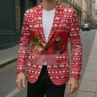 Afghanistan Christmas Blazer with Santa Camels Sheep Traditional Pattern and Festive Design - Wonder Print Shop