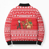 Afghanistan Christmas Bomber Puffer Jacket with Santa Camels Sheep Traditional Pattern and Festive Design - Wonder Print Shop