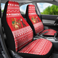 Afghanistan Christmas Car Seat Cover with Santa Camels Sheep Traditional Pattern and Festive Design - Wonder Print Shop