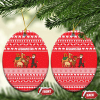 Afghanistan Christmas Ceramic Ornament with Santa Camels Sheep Traditional Pattern and Festive Design - Wonder Print Shop