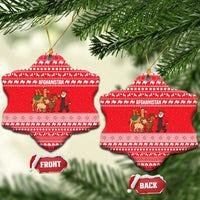 Afghanistan Christmas Ceramic Ornament with Santa Camels Sheep Traditional Pattern and Festive Design - Wonder Print Shop