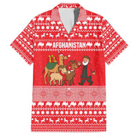 Afghanistan Christmas Hawaiian Shirt with Santa Camels Sheep Traditional Pattern and Festive Design - Wonder Print Shop
