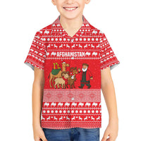 Afghanistan Christmas Hawaiian Shirt with Santa Camels Sheep Traditional Pattern and Festive Design - Wonder Print Shop