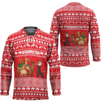 Afghanistan Christmas Hockey Jersey with Santa Camels Sheep Traditional Pattern and Festive Design - Wonder Print Shop