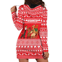 Afghanistan Christmas Hoodie Dress with Santa Camels Sheep Traditional Pattern and Festive Design - Wonder Print Shop