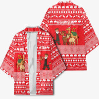 Afghanistan Christmas Kimono with Santa Camels Sheep Traditional Pattern and Festive Design - Wonder Print Shop
