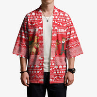 Afghanistan Christmas Kimono with Santa Camels Sheep Traditional Pattern and Festive Design - Wonder Print Shop