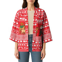 Afghanistan Christmas Kimono with Santa Camels Sheep Traditional Pattern and Festive Design - Wonder Print Shop