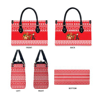 Afghanistan Christmas Leather Bag with Santa Camels Sheep Traditional Pattern and Festive Design - Wonder Print Shop