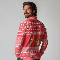 Afghanistan Christmas Long Sleeve Polo Shirt with Santa Camels Sheep Traditional Pattern and Festive Design - Wonder Print Shop