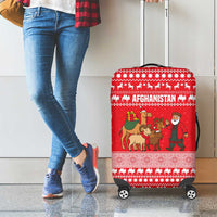 Afghanistan Christmas Luggage Cover with Santa Camels Sheep Traditional Pattern and Festive Design - Wonder Print Shop
