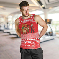 Afghanistan Christmas Men Tank Top with Santa Camels Sheep Traditional Pattern and Festive Design - Wonder Print Shop