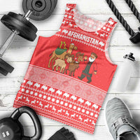 Afghanistan Christmas Men Tank Top with Santa Camels Sheep Traditional Pattern and Festive Design - Wonder Print Shop