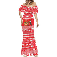 Afghanistan Christmas Mermaid Dress with Santa Camels Sheep Traditional Pattern and Festive Design - Wonder Print Shop