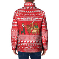 Afghanistan Christmas Padded Jacket with Santa Camels Sheep Traditional Pattern and Festive Design - Wonder Print Shop