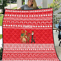 Afghanistan Christmas Quilt with Santa Camels Sheep Traditional Pattern and Festive Design - Wonder Print Shop