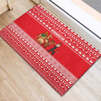 Afghanistan Christmas Rubber Doormat with Santa Camels Sheep Traditional Pattern and Festive Design - Wonder Print Shop