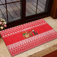 Afghanistan Christmas Rubber Doormat with Santa Camels Sheep Traditional Pattern and Festive Design - Wonder Print Shop