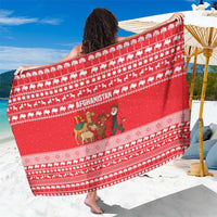 Afghanistan Christmas Sarong with Santa Camels Sheep Traditional Pattern and Festive Design - Wonder Print Shop