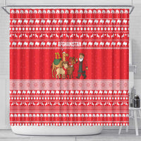 Afghanistan Christmas Shower Curtain with Santa Camels Sheep Traditional Pattern and Festive Design - Wonder Print Shop
