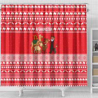 Afghanistan Christmas Shower Curtain with Santa Camels Sheep Traditional Pattern and Festive Design - Wonder Print Shop