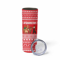 Afghanistan Christmas Skinny Tumbler with Santa Camels Sheep Traditional Pattern and Festive Design - Wonder Print Shop