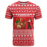Afghanistan Christmas T Shirt with Santa Camels Sheep Traditional Pattern and Festive Design - Wonder Print Shop