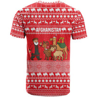 Afghanistan Christmas T Shirt with Santa Camels Sheep Traditional Pattern and Festive Design - Wonder Print Shop