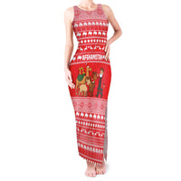 Afghanistan Christmas Tank Maxi Dress with Santa Camels Sheep Traditional Pattern and Festive Design - Wonder Print Shop