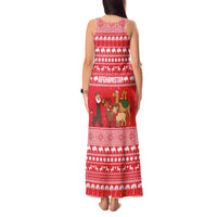 Afghanistan Christmas Tank Maxi Dress with Santa Camels Sheep Traditional Pattern and Festive Design - Wonder Print Shop