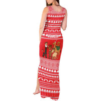 Afghanistan Christmas Tank Maxi Dress with Santa Camels Sheep Traditional Pattern and Festive Design - Wonder Print Shop
