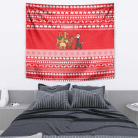 Afghanistan Christmas Tapestry with Santa Camels Sheep Traditional Pattern and Festive Design - Wonder Print Shop