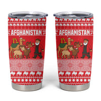 Afghanistan Christmas Tumbler Cup with Santa Camels Sheep Traditional Pattern and Festive Design - Wonder Print Shop