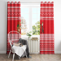 Afghanistan Christmas Window Curtain with Santa Camels Sheep Traditional Pattern and Festive Design - Wonder Print Shop
