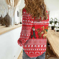 Afghanistan Christmas Women Casual Shirt with Santa Camels Sheep Traditional Pattern and Festive Design - Wonder Print Shop