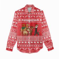 Afghanistan Christmas Women Casual Shirt with Santa Camels Sheep Traditional Pattern and Festive Design - Wonder Print Shop