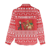 Afghanistan Christmas Women Casual Shirt with Santa Camels Sheep Traditional Pattern and Festive Design - Wonder Print Shop
